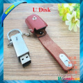 Wholesale china leather USB flash drive with keychain,Leather USB stick,PU USB flash drive with key ring for gifts and promotion